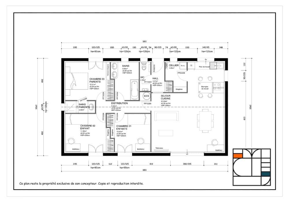 Plan de niveau pour un permis de construire