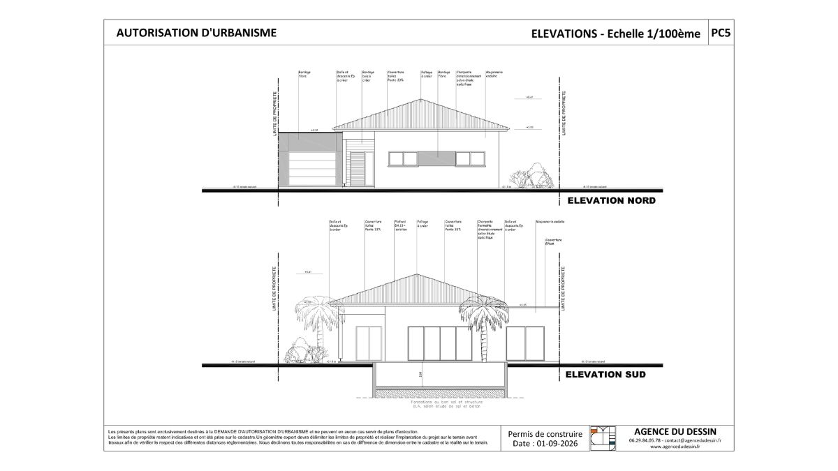 Plan des façades pour un permis de construire