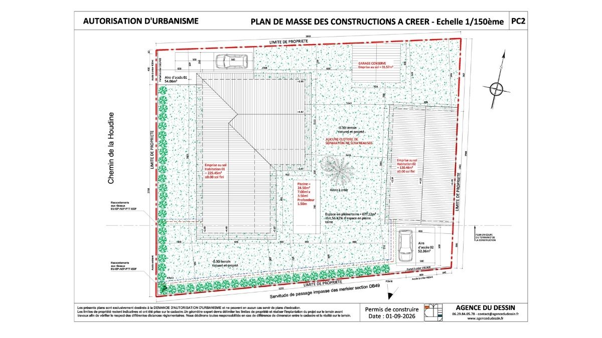 Plan de masse réalisé pour une étude de faisabilité